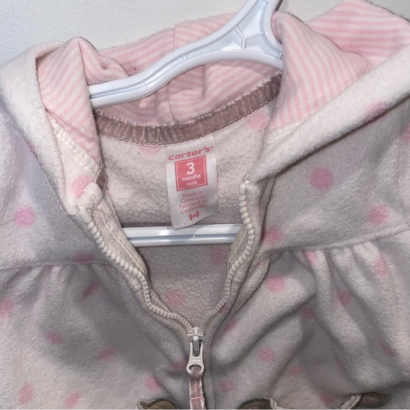 5/$15 Carter's Pink Polka Dot Fleece Baby Hoodie - Picture 6 of 7